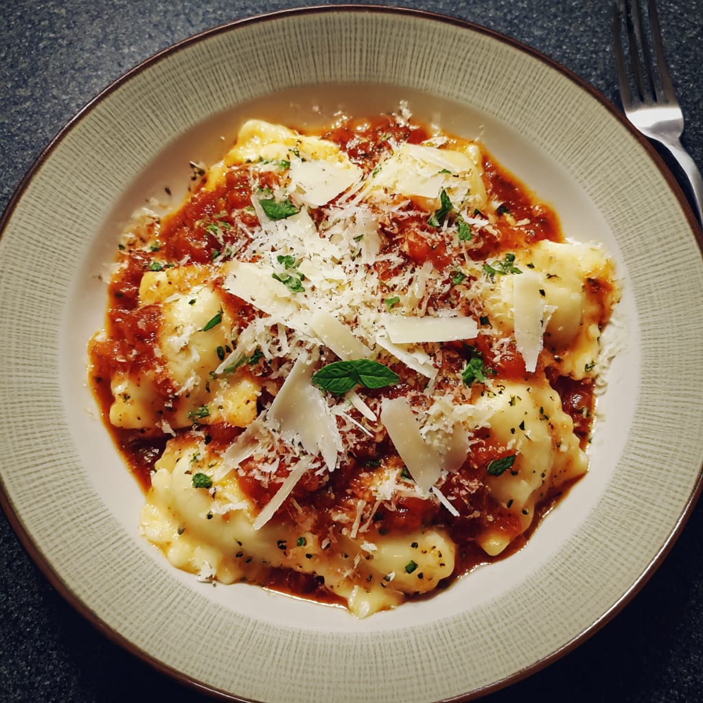 Ravioli with feta and spinach (v)